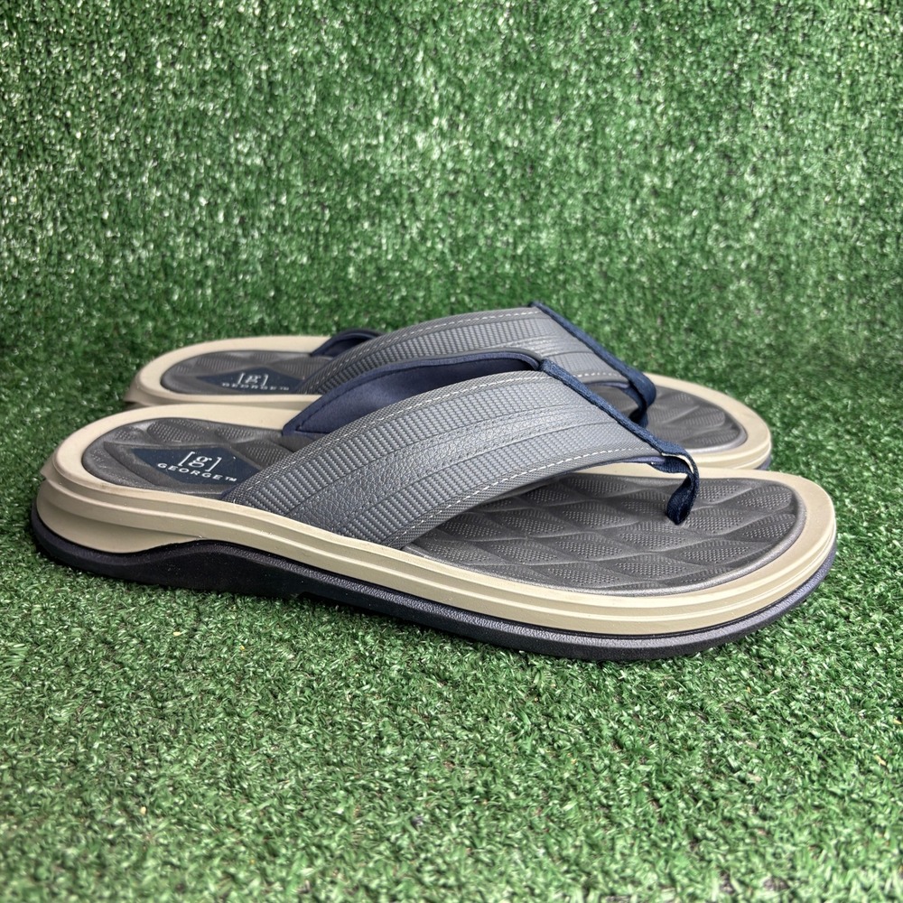 NEW George Premium Comfort Thong Beach Pool Casual Flip Flop Sandal Grey Mens 10